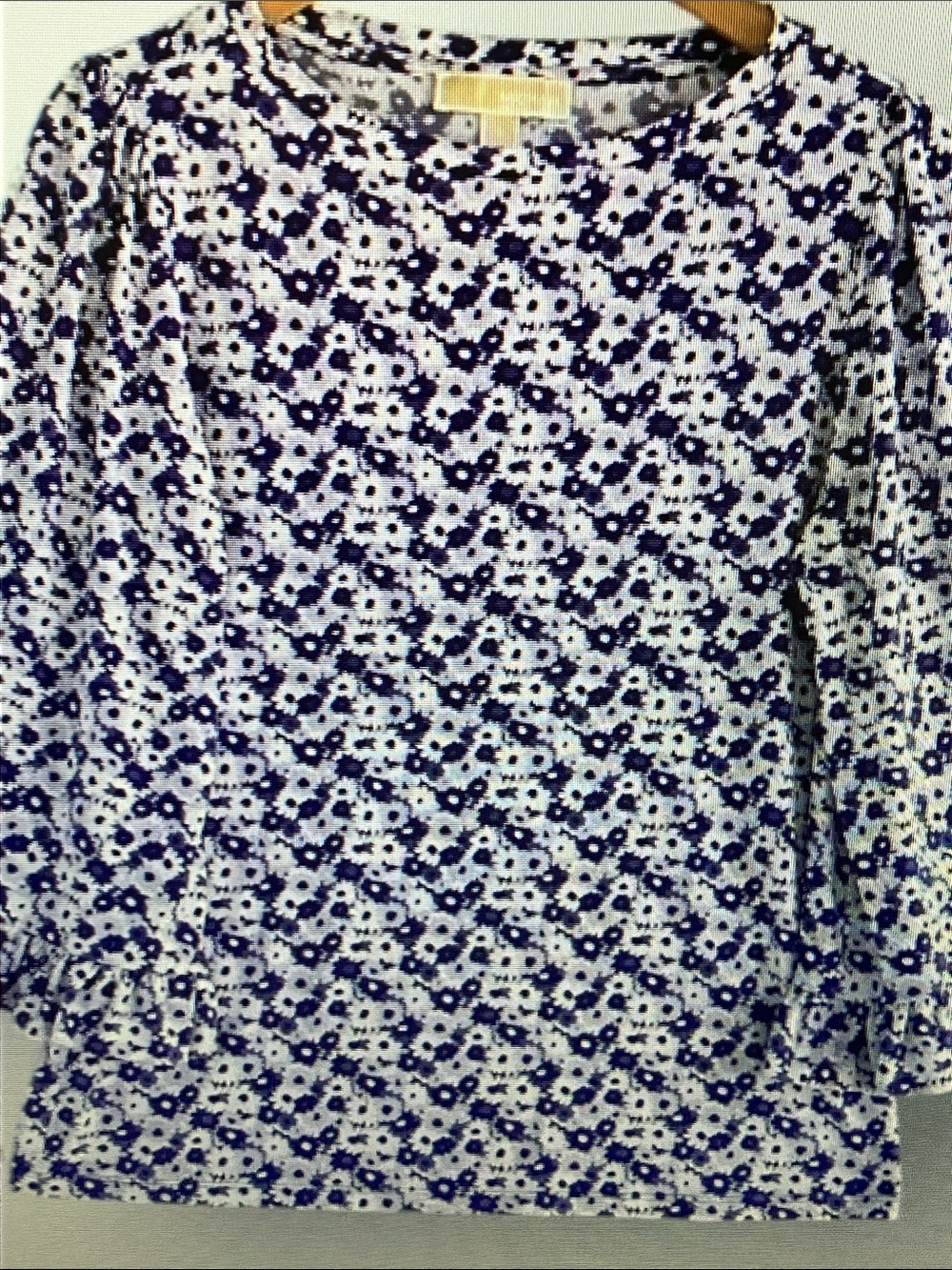 Michael Kors White and Navy Floral Blouse